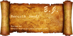 Berczik Jenő névjegykártya